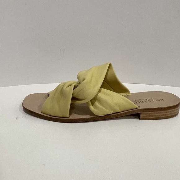 Bells & Becks Azura Butter Yellow Leather Slip On Twist Slide Sandal Size 38 7.5 - Picture 6 of 13